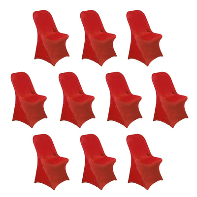 10 Pack Stretch Spandex Folding Chair Covers Red - 160GSM Superior Durability with a Snug Fit Slipcovers