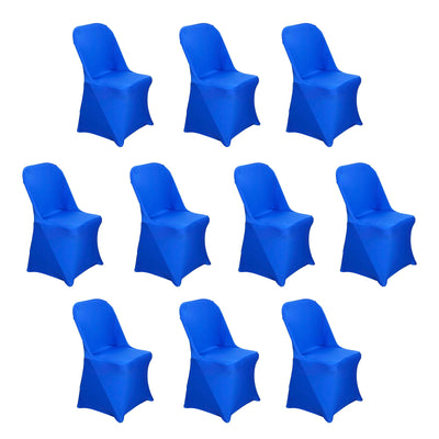 10 Pack Stretch Spandex Folding Chair Covers Royal Blue - 160GSM Superior Durability with a Snug Fit Slipcovers