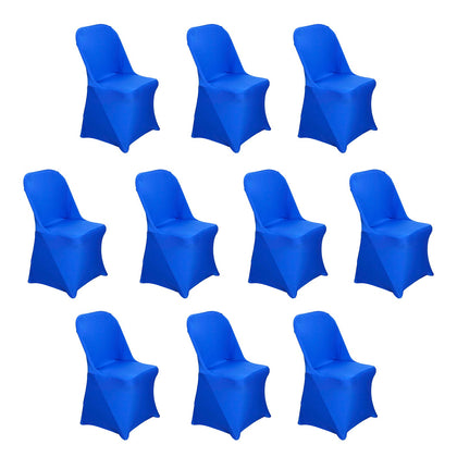 10 Pack Stretch Spandex Folding Chair Covers Royal Blue - 160GSM Superior Durability with a Snug Fit Slipcovers