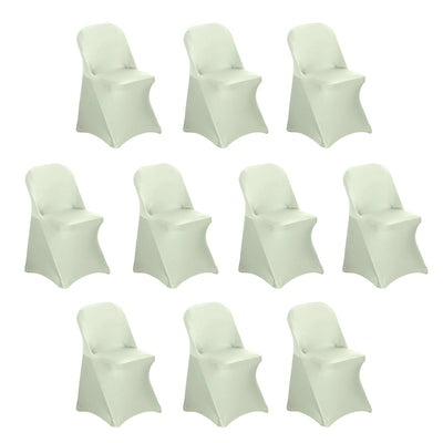 10 Pack Stretch Spandex Folding Chair Covers Sage Green - 160GSM Superior Durability with a Snug Fit Slipcovers