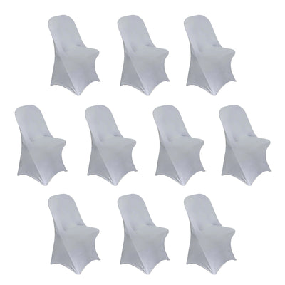10 Pack Stretch Spandex Folding Chair Covers Silver - 160GSM Superior Durability with a Snug Fit Slipcovers