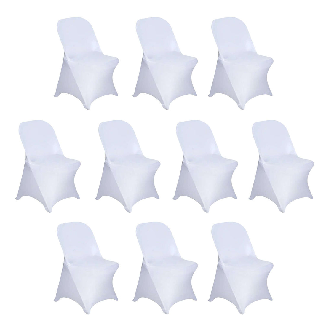 Set of 10 white chair covers for events and banquets