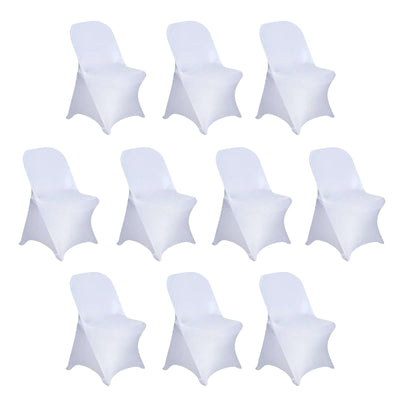 10 Pack Stretch Spandex Folding Chair Covers White - 160GSM Superior Durability with a Snug & Stylish Fit Slipcovers