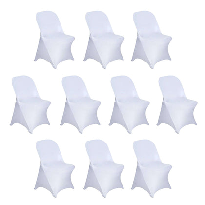 10 Pack Stretch Spandex Folding Chair Covers White - 160GSM Superior Durability with a Snug & Stylish Fit Slipcovers