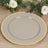 Elegant beige plate with gold rim on a wooden surface.