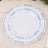 Elegant white plate with blue ornate design, perfect for dining.