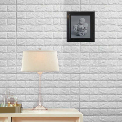 10 Pack White Foam Brick Peel And Stick 3D Wall Tile Panels Covers 58sq.ft