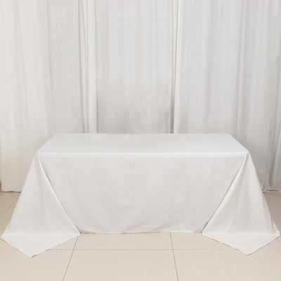 100% Cotton Rectangle Tablecloth 90"x132" White Linen - Soft & Breathable Seamless Table Cover