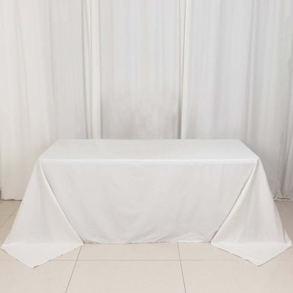 100% Cotton Rectangle Tablecloth 90"x132" White Linen - Soft & Breathable Seamless Table Cover