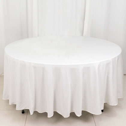 100% Cotton Round Tablecloth 108" White Linen - Soft & Breathable Table Cover