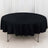 Black round tablecloth draped over a circular table