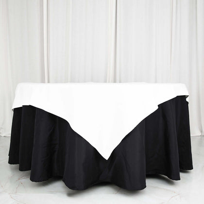 100% Cotton Square Table Overlay 54"x54" White Linen - Soft & Breathable Table Topper