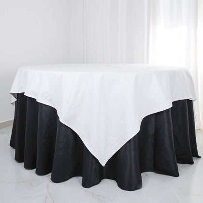100% Cotton Square Table Overlay 90"x90" White Linen - Soft & Breathable Table Topper for Stylish Tablescapes