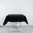 Black tablecloth on a white table against a plain white backdrop