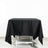 Black tablecloth draped over a white table on a plain white background