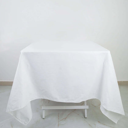 100% Cotton Square Tablecloth 70"x70" White Linen - Soft & Breathable Table Topper