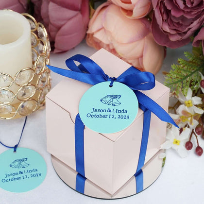 100 Pack Personalized Gift Tags, Custom Wedding Favor Tags 2" Circle