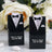 Tuxedo-themed wedding favor boxes for Chris & Sarah, July 20, 2020.