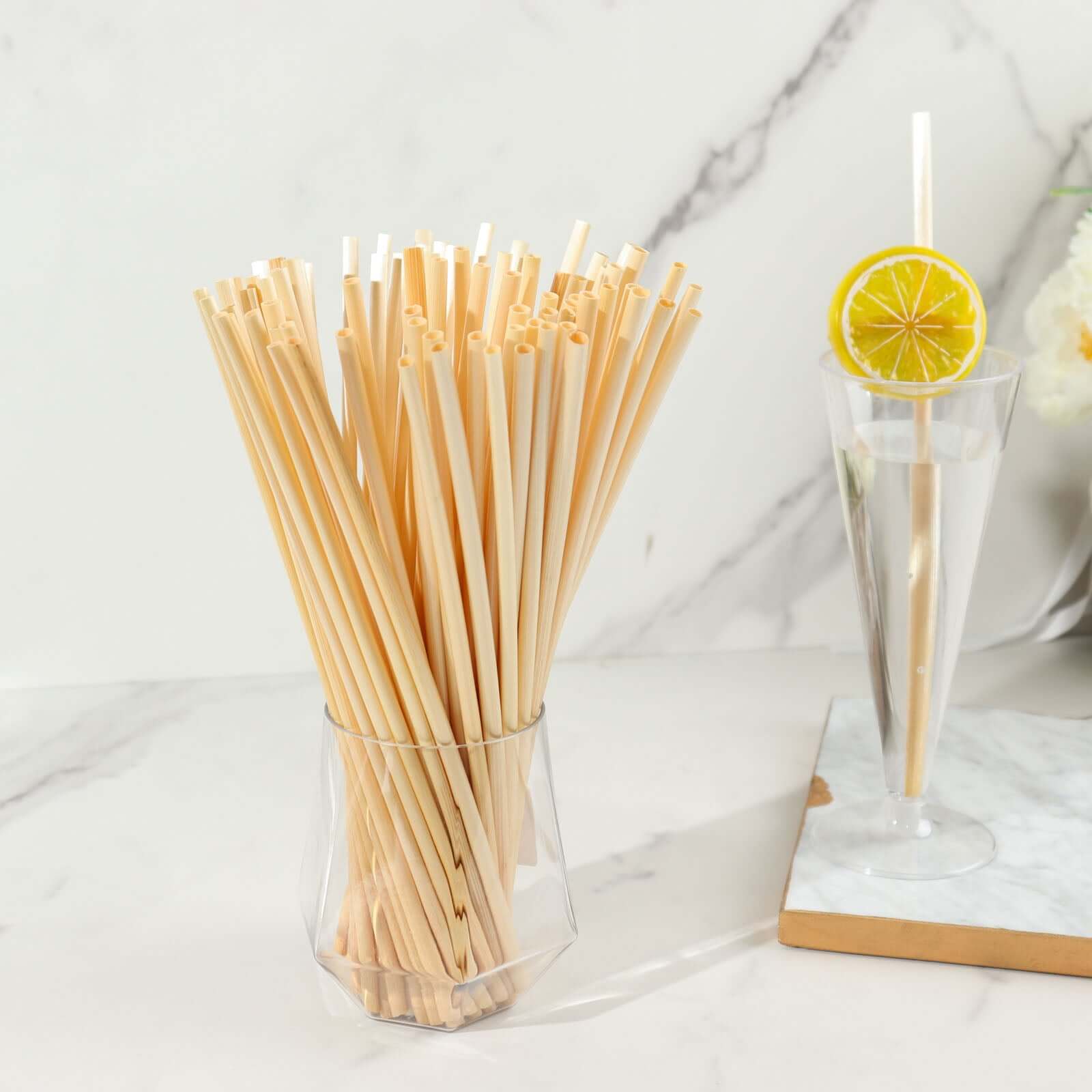 plant based plastic straws 100-Pack Compostable Straws 9" Plant Based 100% Plastic Free | Eco-Friendly Wheat Drinking