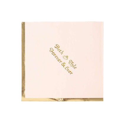 100-Pack Paper Cocktail Napkins 2-Ply Personalized Small Emblem with Gold Foil Edge 13"x13" - Custom Dinner Napkins