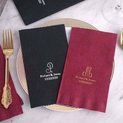 100-Pack Paper Dinner Napkins Personalized Monogram - Custom Wedding Napkins for Special Occasions