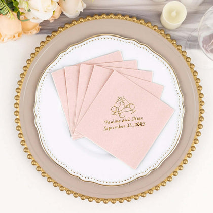 100-Pack Soft Airlaid Paper Beverage Napkins Personalized Large Emblem - Highly Absorbent Custom Napkins