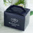 Navy favor box with heart design and personalized text for Barbara & Frank 8.18.20.