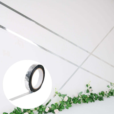 Silver Metallic Film Tape Adhesive, DIY Floral Wrap Craft Decor Tape - Polyester with Acrylic 100 Yds 3/4"