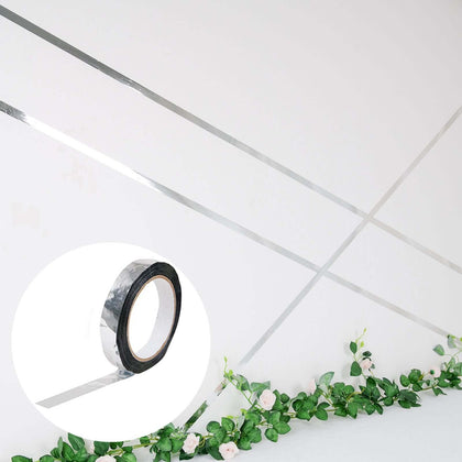 Silver Metallic Film Tape Adhesive, DIY Floral Wrap Craft Decor Tape - Polyester with Acrylic 100 Yds 3/4"