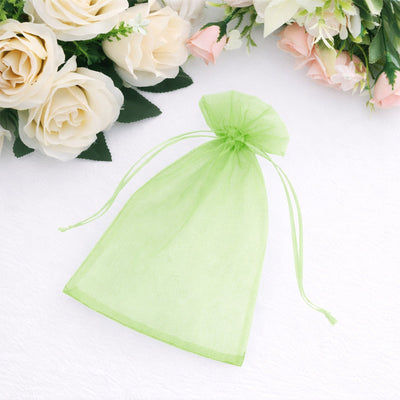 100 Pack Mint Organza Drawstring Gift Bags, 5" x 7" – Wedding Party Favor Bags