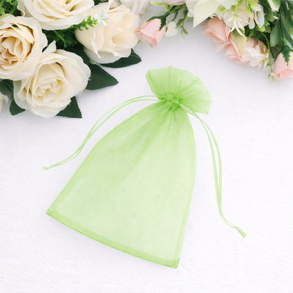 100 Pack Mint Organza Drawstring Gift Bags, 5" x 7" – Wedding Party Favor Bags