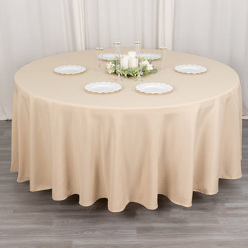 Versatile and Stylish Beige Round Tablecloth