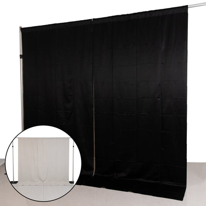 2 Pack 5ftx10ft Blackout Curtains Lamour Satin Drapery Panels Black/Ivory | PU-Coated Double Sided Backdrop for Events, Photography, and Weddings