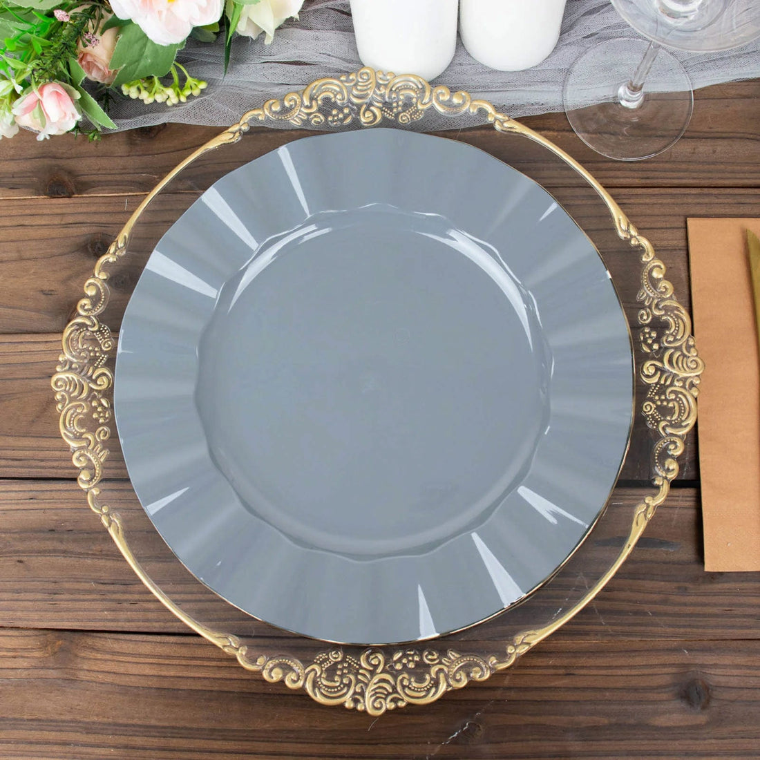 Plastic Round Ruffled Dinner Plates 11