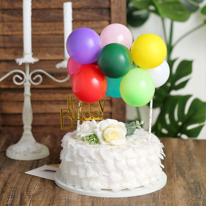 11 Pcs Balloon Cake Topper Assorted Colors - Vibrant Clustered Mini Garland Cake Inserts for DIY Party Decorations