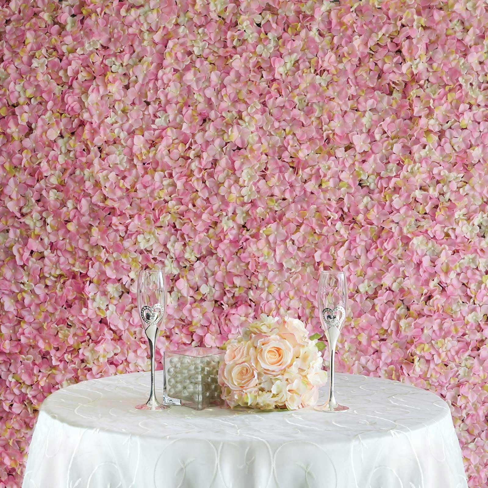 11 Sq Ft Pink Cream Hydrangea Wall Mat | eFavormart