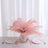 Pink feather arrangement in a glass vase for elegant table decor.
