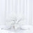 White feather centerpiece on a dining table with two plates and utensils.