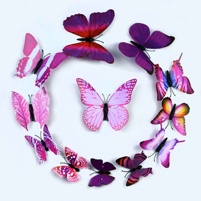 12-Pack 3D Butterfly Wall Decals, Purple Collection DIY Stickers Decor - Removable and Decorative Design