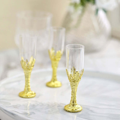 12-Pack Plastic Fillable Mini Candy Container in Champagne Bottle Style 4" Clear Gold - Candy Treat Favor Boxes