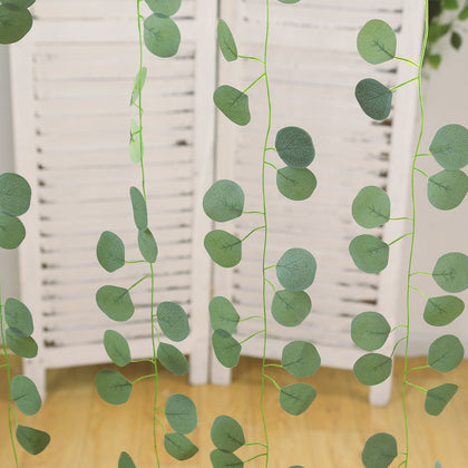 12 Pack Artificial Eucalyptus Garland Silk Leaf Vines for Wedding, Party, Table and Wall Decor - 6.5ft