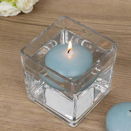 12 Pack Dusty Blue Floating Candles, 3" Unscented Dripless Wax Discs for Centerpieces