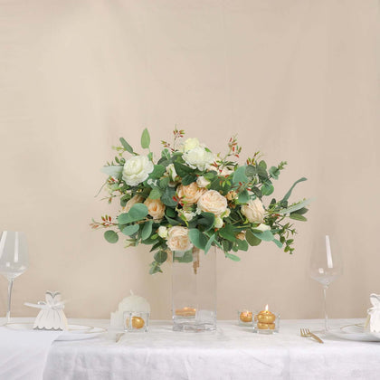 12-Pack Glass Cylinder Vases Square Design 10" Clear - Heavy Duty Flower Centerpieces for Events
