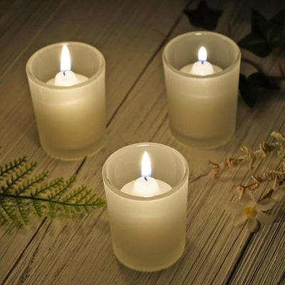 12-Pack Glass Votive Candle Holders 2.5" Frosted - Tealight Holder Set for Weddings and Events