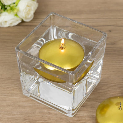 12 Pack Gold Floating Candles, 3" Unscented Dripless Wax Discs for Centerpieces