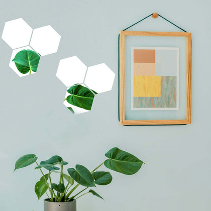 12 Pack Hexagon Acrylic Mirror Wall Stickers, Removable Wall Decals For Home Decor - 7"