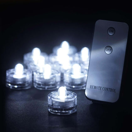 12-Pack LED Lights Waterproof Submersible White - Remote Operated Accent for Décor