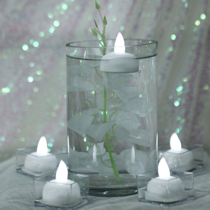 12-Pack LED Tealight Candles Flameless Cool White - Floating Waterproof Lights for Décor