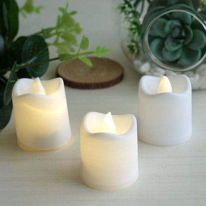12-Pack LED Tealight Candles White Design - Flameless Mini Votive Battery Operated Lighting