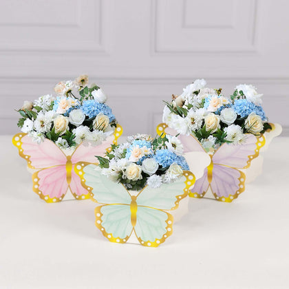 12 Pack Mixed Paper Butterfly Party Favor Boxes, Candy Gift Flower Boxes Centerpiece Tea Party Supplies - 6"x8"